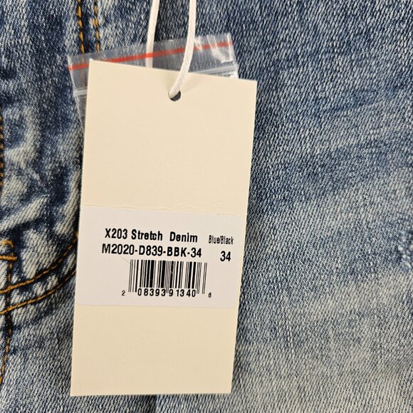 mnml Jeans Mens 34 Blue X203 Stretch Denim Distressed Ripped Slim Fit - Picture 4 of 16